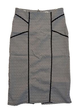 💫Monteau Black and White Women's Geometric Panel Pencil Midi Skirt SL